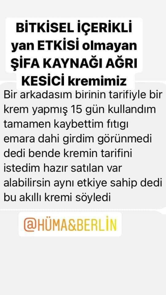 HÜMA & BERLİN
Bitkisel Ağrı Tedavi Edici Masaj Kremi
