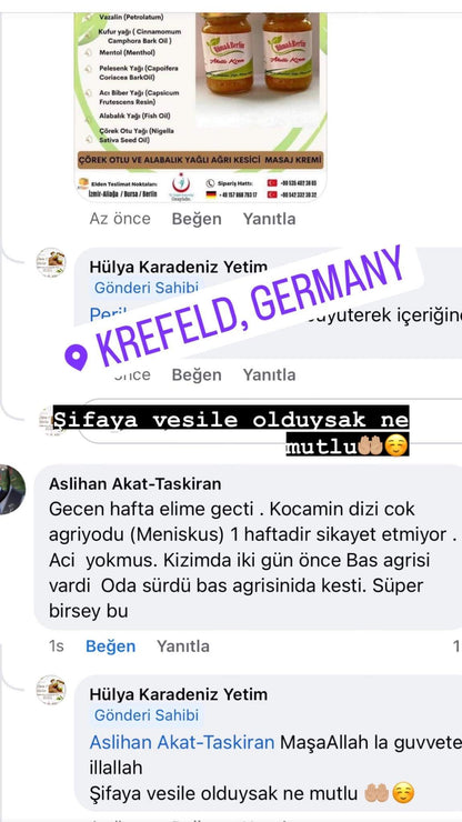 HÜMA & BERLİN
Bitkisel Ağrı Tedavi Edici Masaj Kremi