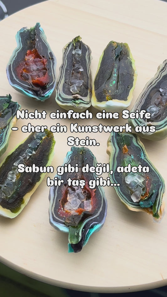 Jeotit veya Agat Taşı Görünümlü Marjinal Sabunlar | Geotit / Achat Optik Design-Seife